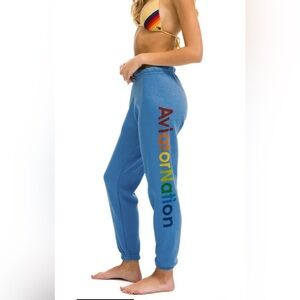 Aviator Nation The Hamptons Cobalt Rainbow Women’s Sweatpants Size M Made in USA